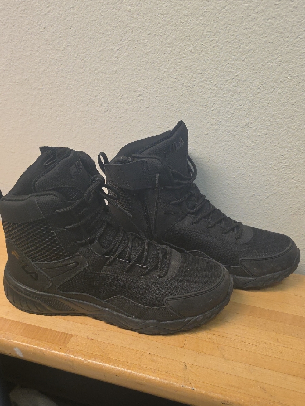 Fila Men's All-Black High-Top Tactical Sneakers Boots
